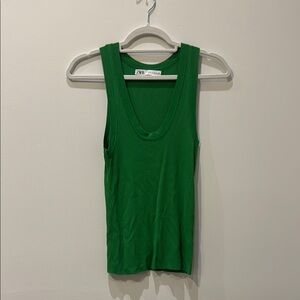 Zara Green Ribbed Tank Top